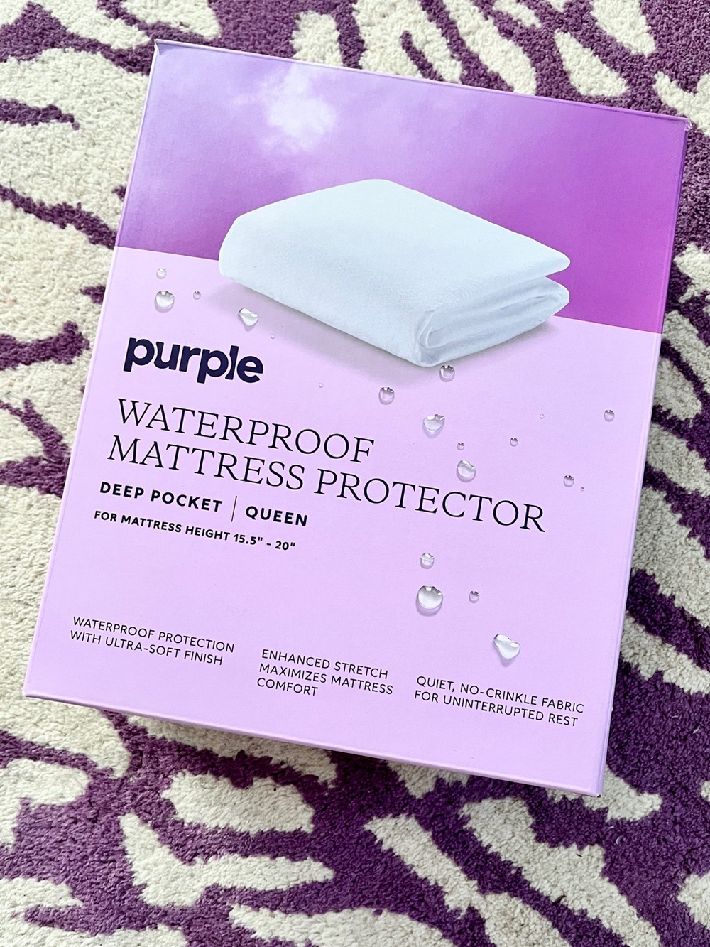 Purple Brand Waterproof Mattress Protector - Queen (Open Box - Like New)